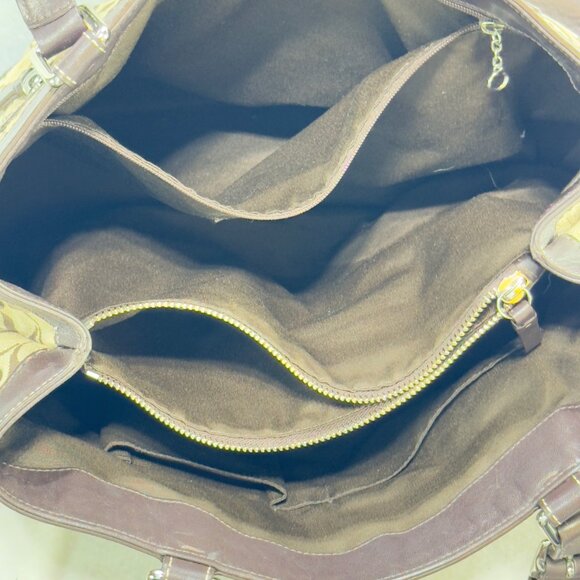 Coach Signature Women's Canvas & Leather Satchel Handbag Brown Dual Handles - Picture 11 of 13